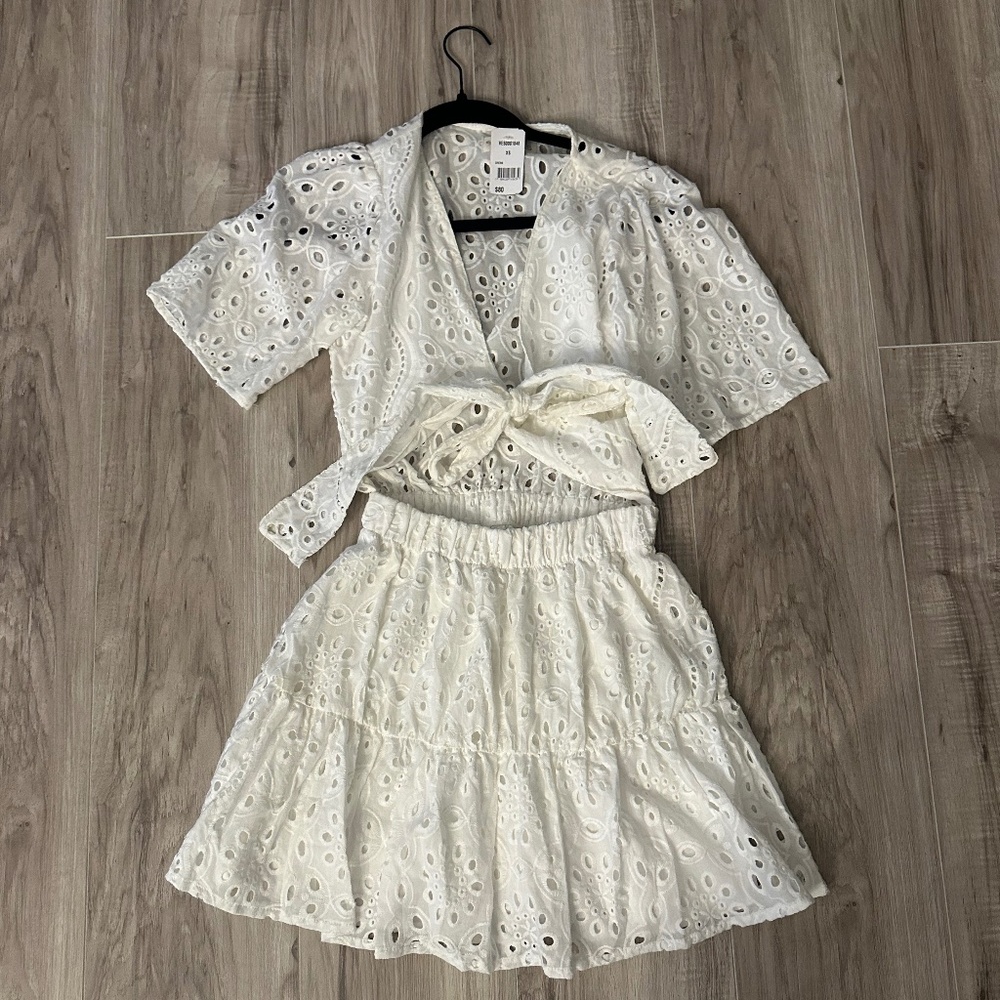 Eyelet Cutout Mini Dress
